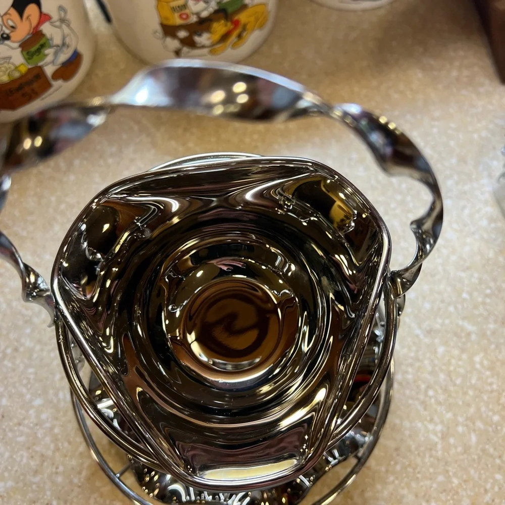 Vintage Sliver Toned Glass 2 Tier Dessert Candy Dish 10.5 Tall Non Tarnish